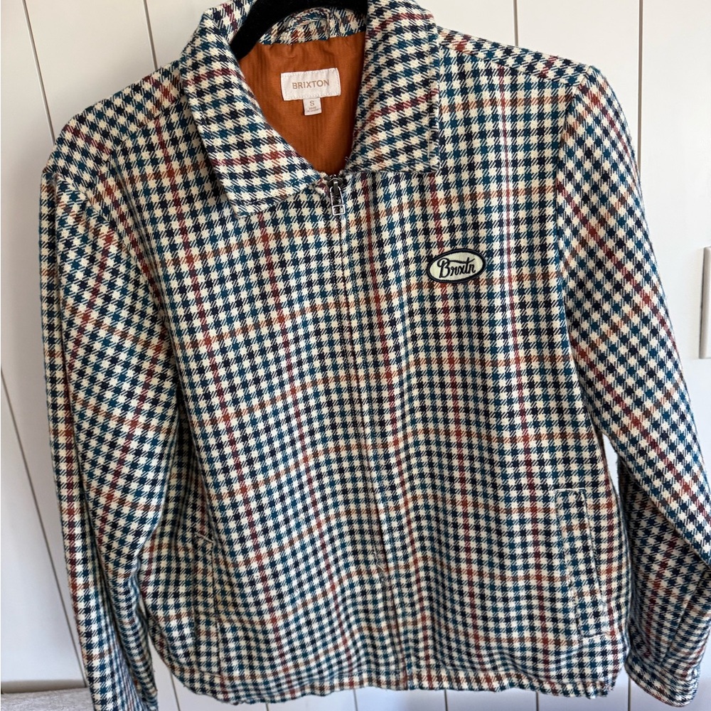 Brixton Checkered Zip-Up Jacket in Blue and Red